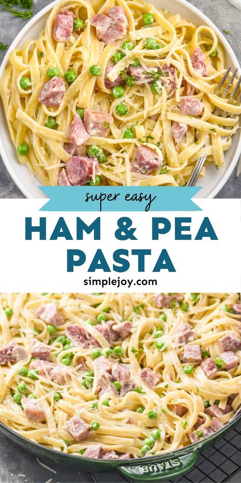 Pasta Primavera With Ham, Noodles And Ham, Ham Noodles And Peas, Diced Ham Pasta Recipes, Pea Ham Pasta, Tagliatelle With Ham And Peas, Ham And Pea Carbonara, Pasta Ham And Peas, Ham And Peas Pasta With Garlic Parmesan Cream Sauce