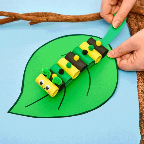 Diy Caterpillar Craft, Kids Insect Crafts, Insects Craft, Diy Caterpillar, Garden Crafts For Kids, Caterpillar Craft, Art And Craft Supplies, Insect Crafts, Bookmark Card