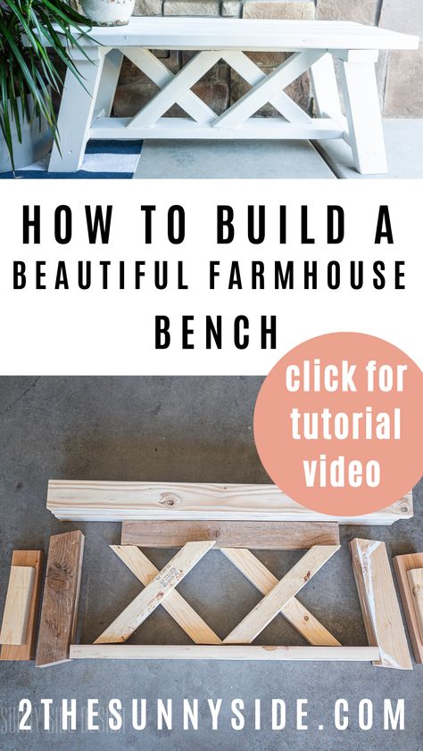 X Bench Diy, Diy Benches For Table, Outdoor Front Porch Bench Decor Ideas, Diy Farm Bench, Bench Outdoor Diy, Outdoor Diy Bench, Diy Porch Bench, Cheap Outdoor Seating, Porch Bench Diy