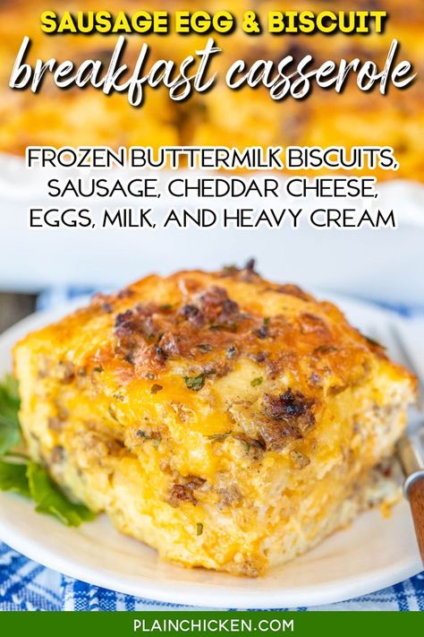 Sausage Egg Biscuit, Biscuit Breakfast Casserole, Easy Breakfast Casserole Sausage, Breakfast Biscuit Recipe, Egg And Cheese Casserole, Breakfast Egg Bake, Baked Breakfast Casserole, Biscuit Breakfast, Sausage Egg Casserole