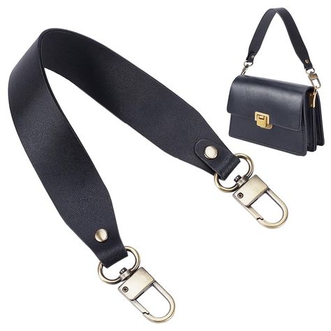 PRICES MAY VARY. Real Leather Strap: consist of genuine black leather cowhide strap and antique bronze zinc alloy swivel clasp, more durable and comfortable, hard to break, deform or peeling off easily. The strap is wider, so you will feel more comfortable and light while carrying the bag. Short Purse Handle: our black leather handles are about 37cm/14.5 inch long, 3.05cm/1.2 inch wide, with 48x25x6mm clasp. Short bag handle perfect for satchal top handle, handbag handle and purse shoulder strap Leather Purse Strap, Real Leather Bags, Cowhide Bag, How To Make Purses, Purse Handles, Handbag Handles, Genuine Leather Purse, Purse Strap, Bag Handle