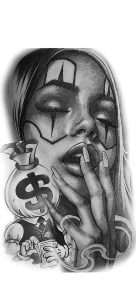 Female Faces Tattoo, Chicano Woman Tattoo Design, Womans Face Tattoo Design, Chicano Gangster Tattoo Designs, Chicano Art Tattoos Gangsters, Realistic Woman Face Tattoo Design, Laugh Now Cry Later Chicano, Urban Tattoos Designs, Chicano Leg Tattoo