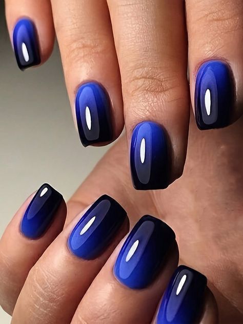 Blue  Collar   Plants Color Nails Embellished   Nail,Hand & Foot Care Gel Nail Gradient, Fruit Manicure Summer, Black Blue Ombre Nails, Blue Gel Nails Short, Nails Black And Blue, Short Blue Acrylic Nails, Black Blue Nails, Blue Black Nails, Ombre Nails Blue