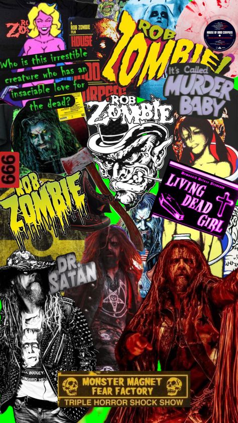 Rob Zombie-wallpaper #wallpaper #music #metal #robzombie Zombie Wallpaper, Dead Girl, Wallpaper Music, Rob Zombie, 90s 2000s, Zombie, Cut Out, Collage, Music