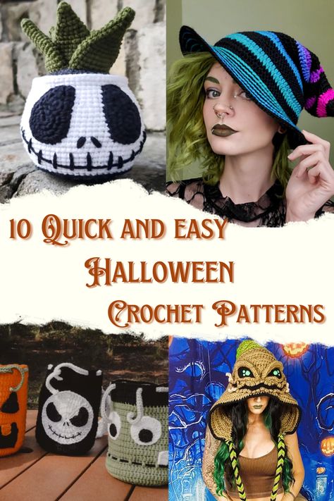 Slouchy Witch Hat Crochet Pattern Free, Crochet Projects Halloween Free, Crochet Halloween Clothes Patterns Free, October Crochet Patterns, Quick Crochet Halloween Costume, Easy Spooky Crochet, Halloween Hats Crochet, Crochet Spooky Pattern Free, Halloween Crochet For Beginners