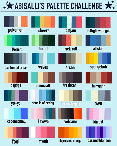 Funny Color Palette, Oc Mandalorian, Good Color Combos, 5 Color Palette, Color Palette Art, Palette Challenge, Color Palette Challenge, Color Schemes Colour Palettes, Palette Art