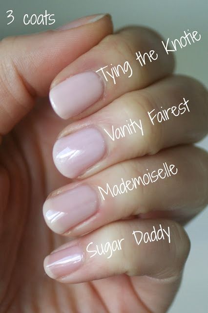 Essie Sheer Pink Comparison : Mademoiselle, Vanity Fairest, Sugar Daddy & Tying the Knotie | Essie Envy Essie Sheer, Essie Allure, Mani Colors, Essie Nail Polish Colors, Nail Fungus Remedy, Essie Nail Polish, Nail Health, Essie Nail, I Have Done