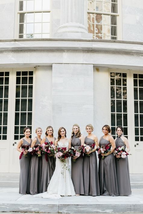 floor length bridesmaid dresses in grey Pewter Grey Bridesmaid Dress, Gray And Greenery Wedding, Bridesmaid Silver Dresses, Gray Bridesmaid Dresses With Groomsmen, Grey Bridesmaid Dresses With Groomsmen, Steel Grey Bridesmaid Dresses, Charcoal Bridesmaid Dresses, Steel Grey Bridesmaid Dress, Gray Bridesmaid Dresses