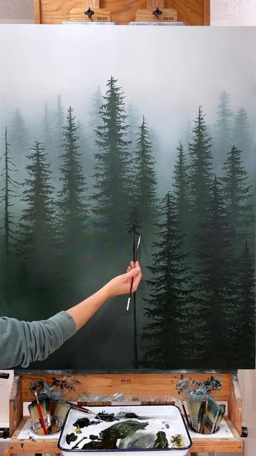 My 2023, Landscape Painting Tutorial, Popular Paintings, Foggy Forest, Art Calendar, Misty Forest, Landscape Art Painting, Forest Painting, My Signature