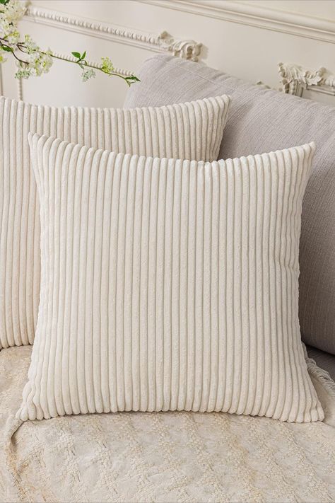 White Decorative Pillows, Bed Pads, Stripe Throw Pillow, Sofa Couch Bed, Corduroy Fabric, Couch Pillow, Decorative Throw Pillow Covers, Decorative Pillow Cases, Bedroom Sofa