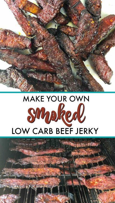 Jerkey Recipes, Smoked Jerky, Jerky Marinade, Smoked Beef Jerky, Grilled Steaks, Snack Easy, Beef Jerky Recipes, Low Carb Low Fat Recipes, Jerky Recipes