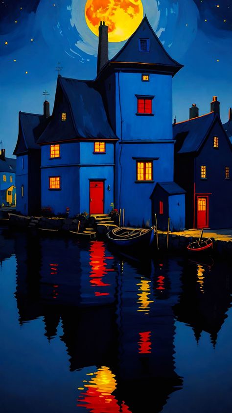 The concept of the "blue hour" refers to the period of twilight just before sunrise or after sunset when the sky takes on a deep blue hue. During this... - Blue Hour Painting, Max Klinger, Dark Art Paintings, The Blue Hour, Night Illustration, Moody Art, Great Works Of Art, Colors Art, Before Sunrise