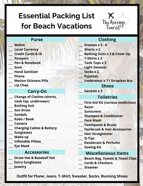 Resort Packing List, Beach Trip Packing List, Essential Packing List, Beach Trip Packing, Beach Vacation Packing, Beach Vacation Packing List, Packing Essentials List, Travel Packing Checklist, Vacation Videos