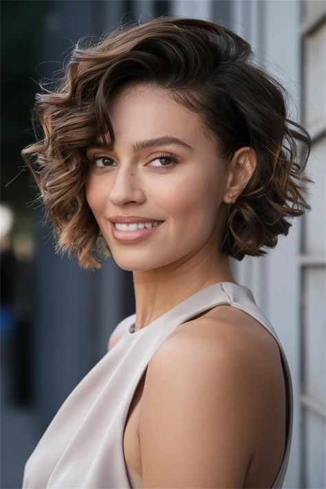 Embrace your natural curls with this elegant short hair look that radiates confidence and style! This bouncy, flattering curly hairstyle enhances your features and adds vibrant texture, making it perfect for any occasion. From casual outings to formal events, this versatile option keeps you looking fabulous. Discover how to achieve this stunning curly hairstyle and elevate your short hair game today! #CurlyHairstyles #ShortHair #HairInspo Short Hair For Formal Events, Classy Curly Hair, Pixy Haircut, Short Hair Formal, Elegant Short Hair, Short Hair Inspiration, Formal Hairstyles For Short Hair, Chic Short Hair, Classy Hairstyles