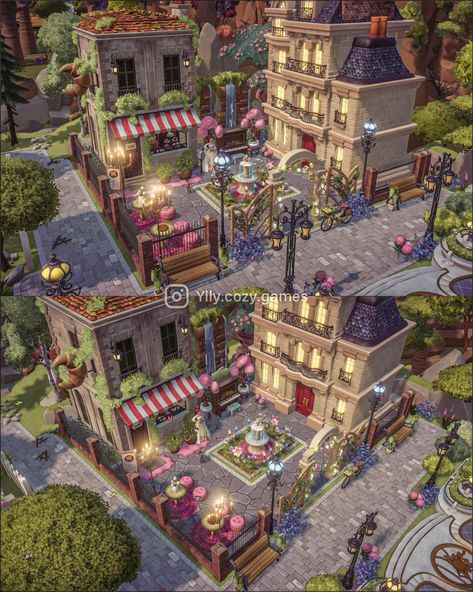 Remys House Dreamlight Valley, Disney Dreamlight Valley Home Ideas, Dreamlight Plaza Ideas, Dream Valley Disney, Dreamlight Valley House Ideas Exterior, Disney Valley Ideas, Chez Remy Dreamlight Valley, Dreamlight Valley Inspiration, Plaza Inspo Disney Dreamlight Valley