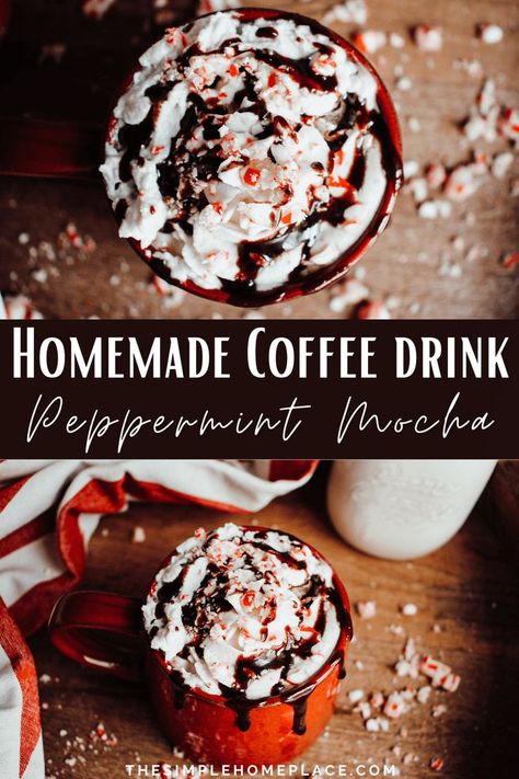 Peppermint and chocolate are two flavors that no holiday season is complete without. These two flavors are really complimentary to each other and make this homemade peppermint mocha coffee absolutely delicious and the perfect drink for Christmas morning, or any time during the holiday season! #christmasdrink #peppermintmocha #copycatstarbucks #copycatpeppermintmocha Peppermint Mocha Coffee, Homemade Peppermint Mocha, Homemade Coffee Drinks, Mocha Coffee, Homemade Coffee, Homemade Drinks, Peppermint Mocha, Chocolate Bomb, Christmas Drinks