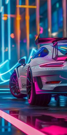 Porsche Wallpapers, Car Digital Art, Carros Porsche, Cars Stickers, Neon Car, Porsche Car, Porsche 992, Sports Car Wallpaper, Turbo Car