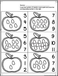 Apple Worksheets for Preschoolers — Preschool Play and Learn Apple Math Preschool, Preschool Apple Worksheets, Apple Math Worksheets, Preschool Apple Activities, Preschool Apple Theme, Apple Kindergarten, Pre K Worksheets, Apple Lessons, Apple Math