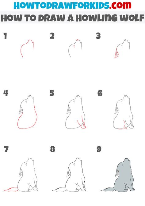 Drawing A Wolf Step By Step, How To Draw A Wolf Step By Step Easy, Wolf Doodle Simple, Wolf Drawing Easy Step By Step, Draw Wolf Easy, How To Draw A Moose, How To Draw A Wolf Easy, Step By Step Wolf Drawing, How To Draw A Wolf Step By Step