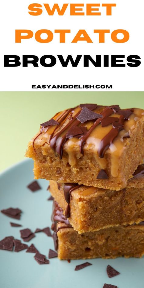 Make these rich and moist sweet potato brownies for a delicious Fall dessert everyone will love. Sweet Potato Pound Cake, Sweet Potato Cupcakes, Sweet Potato Cookies, Oreo Stuffed Chocolate Chip Cookies, Potato Brownies, Healthy Sweet Potato, Canning Sweet Potatoes, Chocolate Frosting Recipes, Sweet Potato Brownies