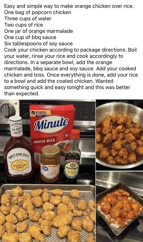 Easy Orange Chicken, Popcorn Chicken Recipe, Chicken Over Rice, Tummy Yummy, Orange Chicken Recipe, Easy Chinese Recipes, Appetizers Easy Finger Food, Popcorn Chicken, Orange Chicken