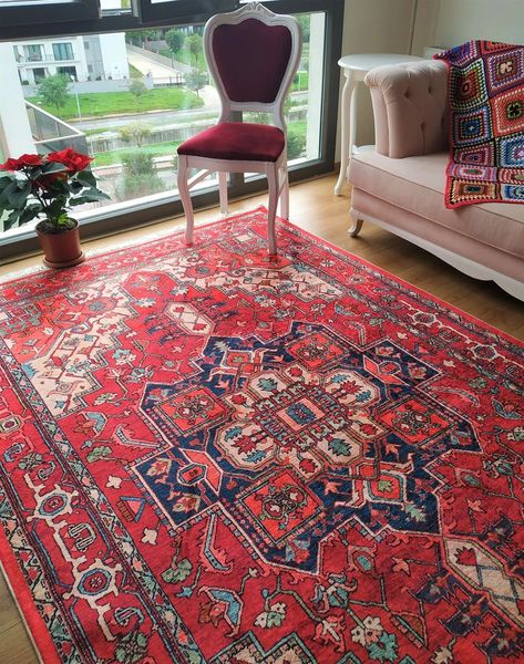 Vintage Red Rug, Healthy Vision, Iranian Carpet, Non Slip Rug, Heriz Rug, Tapis Design, Rug For Bedroom, Heriz Rugs, 6x9 Area Rugs