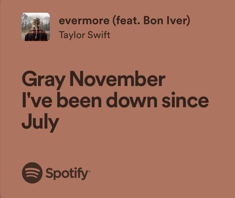 Evermore Song Lyrics, Gray November, Evermore Lyrics, Taylor Swift Song Lyrics, Selfie Quotes, Taylor Lyrics, Bon Iver, Favorite Lyrics, Long Live Taylor Swift