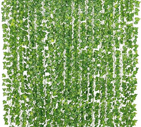 Yatim 78-Ft 12 Pack Artificial Plants Greeny Chain Wall Hanging Leaves for Home Room Garden Wedding Garland Outside D... Enchanted Forest Decorations, Hanging Leaves, Dorm Room Wall Decor, Artificial Hanging Plants, Dorm Room Walls, Room Garden, Hanging Vines, Eucalyptus Garland, Wedding Wall Decorations