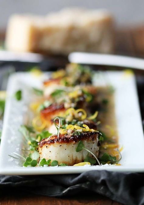 Try these absolutely delicious Pan Seared Scallops with White Wine and Herb Butter Sauce that are sure to be a hit! @easyhomemeals Seared Scallops Recipe, Scallop Appetizer, Herb Butter Sauce, White Wine Recipes, Scallops Recipe, Scallop Dishes, Pan Seared Scallops, Seafood Entrees, Seared Scallops