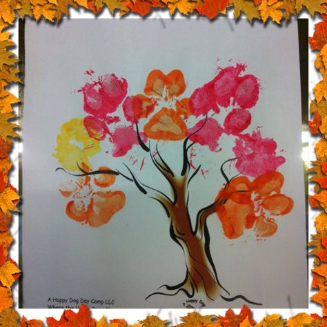 Fall Art.  Leaves.  Paw Prints.  Dogs. Dog Paw Crafts Halloween, Dog Halloween Arts And Crafts, Dog Paw Painting Diy, Dog Paw Print Art Diy, Fall Dog Crafts, Dog Paw Print Craft Fall, Fall Paw Print Art, Halloween Dog Paw Art, Puppy Paw Print Art