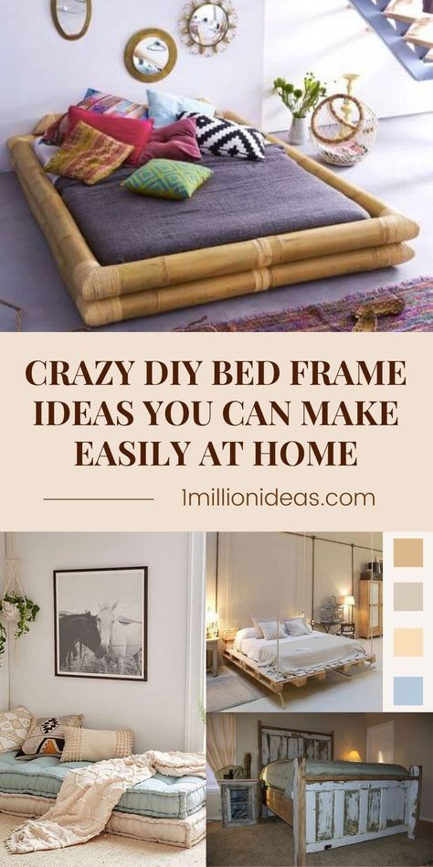 #HomeDecor #DIY #Bed Unique Bed Frames Diy, King Floor Bed Frame, Easy Bed Frame Diy Cheap, Diy Mattress Frame, Diy Crate Bed Frame, Floor Mattress Frame, Inexpensive Bed Frame, Queen Bed Wood Frame, Creative Bed Frames