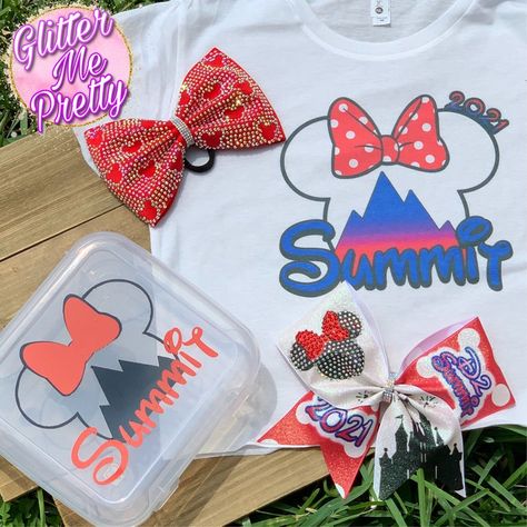 Cheer Summit Bid Reveal Party, Cheer Summit, Dance Nationals, Disney Cheer Bows, Cheer Crafts, Summit Cheer, Cheer Season, Dance Bows, Cheer Team Gifts