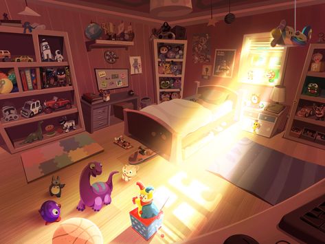 Anime Room Illustration, Backgrounds Room, Room Concept Art, Bedroom Illustration, Game Room Kids, Room Illustration, Room Concept, Bg Design, Color Script