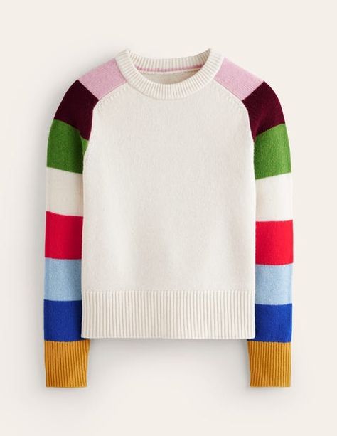 This Olivia jumper is made from extra fine merino and has a modern, boxy shape. The choice of stripes or colour-blocking make it a statement piece you'll want to reach for day after day. Colour Block Sweater, Flamboyant Gamine, 2023 Clothing, Party Jackets, Fabulous Outfits, Colorblock Sweater, Clothing Diy, Doodle Style, Rainbow Sweater