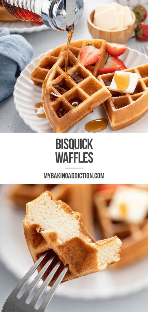 Bisquick Waffles Best, Waffles From Pancake Mix Recipes, Best Crispy Waffle Recipe, Bisquick Waffle Recipes, Bisquick Waffles, Waffle Mix Recipes, Bisquick Recipe, Brunch Bites, Sweet Toast