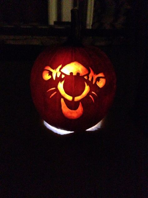 Pumpkin Carving of Tigger from Winnie the Pooh Tigger Pumpkin Carving, Pumpkin Carving Ideas Cute Disney, Pooh Bear Pumpkin, Tigger Pumpkin, Winnie The Pooh Pumpkin Carving, Easy Pumpkin Carving Ideas Disney, Pumpkin Carving Disney, Pumpkin Carving Ideas Disney, Winnie The Pooh Pumpkin