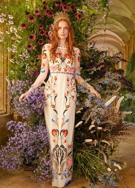 Alice Temperley Wedding Dress, Colourful Floral Wedding, Alice Temperley Dress, Temperley Bridal, Temperley London Bridal, Satin Stitch Embroidery, Bear Wedding, Embroidered Wedding Dress, Bridal Gallery