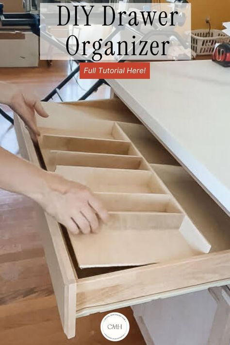 Discover the secret to maximizing the use of a small space in your kitchen with this easy DIY silverware drawer organizer! Follow my step-by-step guide and get ready to declutter and organize your cutlery like never before. Perfect for a fun, craft project on a budget. Silverware Drawer Organizer Diy, Diy Utensil Drawer Organizer, Silverware Drawer Ideas, Utensil Drawer Organization Diy, Cutlery Organization, Custom Kitchen Drawers, Drawers Ideas, Clothing Drawer, Kitchen Drawer Dividers