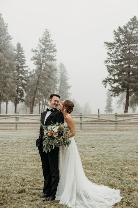 Classic Wedding Aesthetic for Winter | Montana Photographer | Elopement pictures Imagine walking hand-in-hand with your soulmate on a snowy day, as a romantic winter wonderland envelops you and your guests.  Get inspired with Winter wedding dress, Winter bride, Winter wonderland wedding and Winter wedding colors. Book Brogan to capture your December wedding in montana at photographybybrogan.com. December Wedding Pictures, Winter Wedding Pictures Outdoor, December Wedding Photography, Winter Wedding Couple Photos, Winter Wedding Photography Poses, Wedding Photo Ideas Winter, December Wedding Photos, Winter Wedding Portraits, Winter Wedding Poses