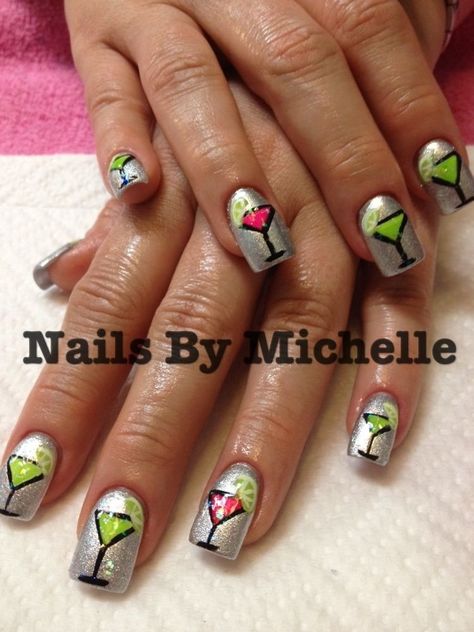 Martini anyone? Margarita Glass Nails Design, Martini Nails, New Years Eve Nails, German Beauty, Glass Nail, Face Beauty, Glass Nails, Get Nails, Cute Nail Art