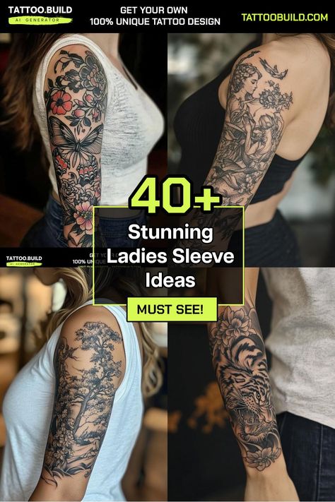 Ladies Sleeve Tattoo Ideas Gallery Unique Stylish Designs Body Art Tattoos Female Sleeve, Womens Full Sleeve Tattoo Ideas, Badass Sleeve Tattoos For Women, Shoulder Tats For Women Half Sleeves, Women Arm Tattoo Ideas Half Sleeves, Shoulder Sleeve Tattoos For Women Unique, Women’s Arm Sleeve, Shoulder Half Sleeve Tattoo For Women, Sleeve Ideas Women