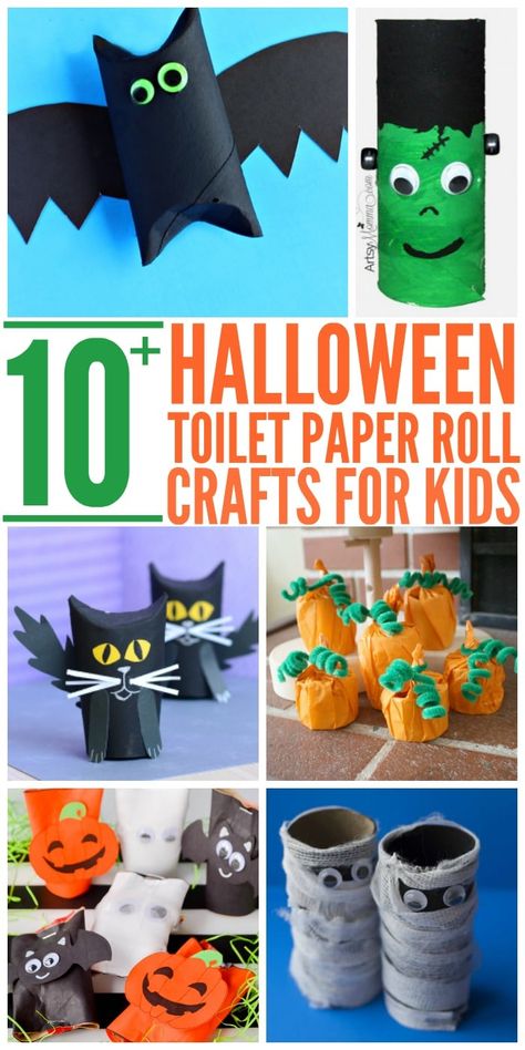 10+ Easy Halloween Toilet Paper Roll Crafts - Glue Sticks and Gumdrops Halloween Toilet Paper Roll, Halloween Toilet Paper Roll Crafts, Halloween Toilet Paper, Paper Roll Crafts For Kids, Paper Roll Crafts Diy, Dekorasi Halloween, Kerajinan Diy, Halloween Infantil, Halloween Crafts For Toddlers