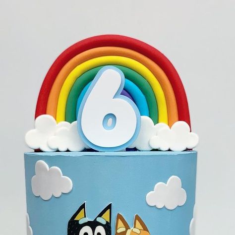 Taylor Cake Designs on Instagram: "Bluey! 💙 . . . @sweetsugarcreations @colour.mill . #bluey #blueycake #melbourneblueycake #buttercreamcake #buttercream #rainbow #blueyfamily #birthdaycake #blueybirthdaycake #melbournefood #melbournecakes #taylorcakedesigns" Buttercream Bluey Cake, Rainbow Bluey Cake, Bluey Buttercream Cake Ideas, One Tier Bluey Cake, Bluey Birthday Cake Buttercream, Bluey Cake Ombre, Duck Cake From Bluey Cake, Bluey Cake Tiered, Taylor Cake