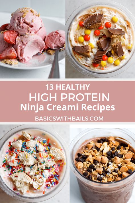 13 Healthy Ninja Creami Recipes (Easy & High Protein) Vanilla Protein Ninja Creami Recipe, 1up Protein Recipes, Ninja Creami Frozen Custard Recipes, Ninja Creami Paleo Recipes, Ninja Creami Ice Cream Recipes Fairlife Milk, Healthy Macro Recipes, Ninja Creami Fairlife Protein, Ninja Creami Recipes Fairlife Protein, Fruit Ninja Creami Recipes