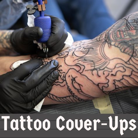 Need to cover up a horrible tattoo mistake? Want to put an awesome design over a bad tattoo? Learn what can be done with a cover-up and view some beautiful examples to help you get ideas and plan the best cover-up tattoo design. Covering Tattoos With Another, Tattoo Coverups Before And After, Tattoos To Cover Other Tattoos, Large Tattoo Cover Ups, Coverup Tattoo Design For Man, Coverup Tattoo Ideas For Women Cover Up, Dark Tattoo Cover Up Ideas For Women, Good Cover Up Tattoos Ideas, Simple Cover Up Tattoos