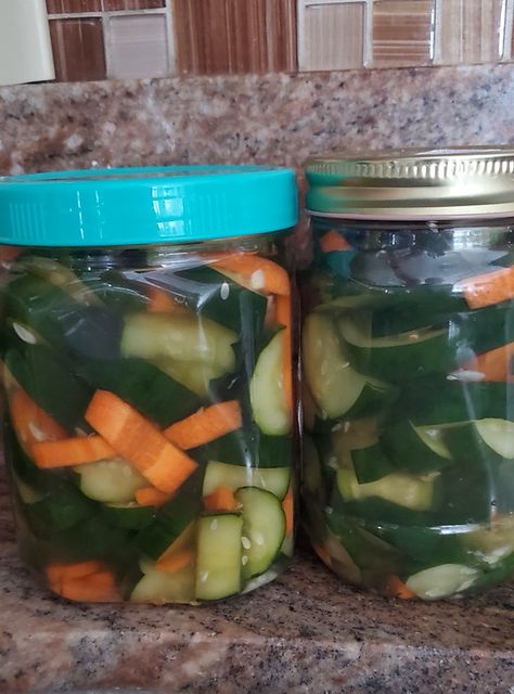 Photos by jalna: Cy's Cucumber Namasu Cucumber Namasu Recipe, Namasu Recipe, Hawaiian Treats, Hawaii Snacks, Ono Kine Recipes, Pickled Mango, Japanese Pickles, Hawaiian Recipes, Asian Cucumber Salad