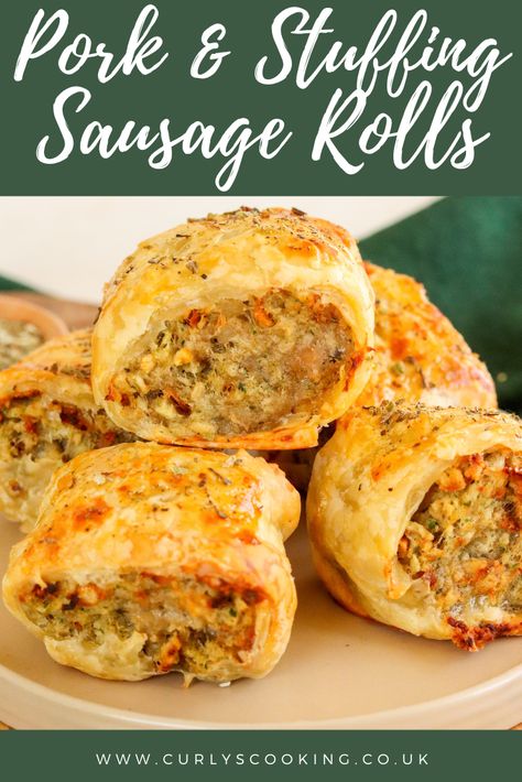 Mini Sausage Rolls Puff Pastries, Freezer Pastries, Filo Sausage Rolls, Easy Sausage Rolls Recipe, Christmas Sausage Rolls, Pork And Stuffing, Stuffing Rolls, Pork Sausage Rolls, Sausage Plait