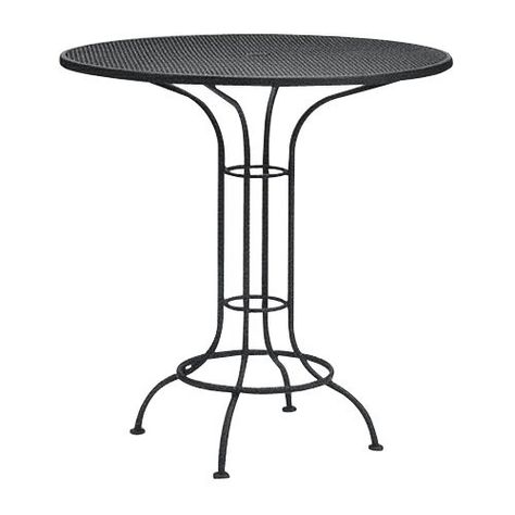 Have to have it. Woodard Modesto Round Bar-Height Umbrella Outdoor Table Mesh Top - $384.15 @hayneedle.com Outdoor Pub Table, Table Base Design, Bar Height Dining Table, Bistro Table Outdoor, Pub Table Sets, Bar Height Table, Round Bar, Bar Height, Pub Table