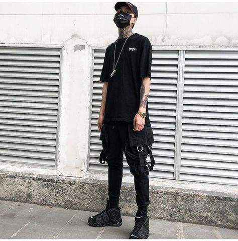 Kore Ulzzang, Techwear Streetwear, Techwear Outfits, Techwear Fashion, Black Harem Pants, Sports Sweatpants, Pants Male, Pants Jogger, Sweatpants Black