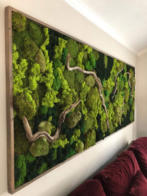 Mos Wand, Green Wall Design, Wall Hanging Decorations, Garden Wall Designs, Indoor Plant Wall, Moss Decor, Hanging Plant Wall, Plants Wall, Moss Wall Art